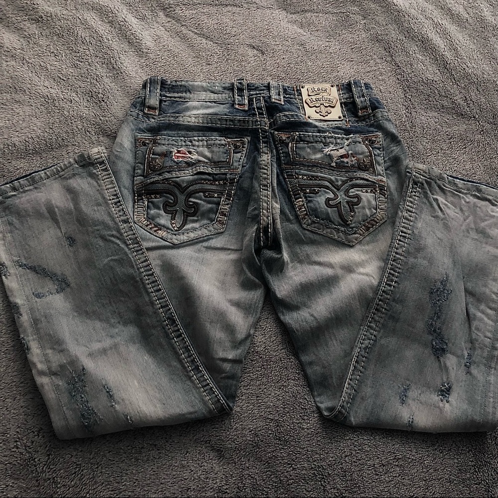 Rock Revival baggy distressed ripped cyber y2k plaid jeans